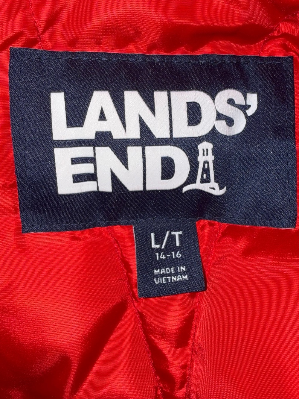 Lands' End Womens Expedition Down Parka Rich Red Tall Large Duck Down Feathers - Picture 15 of 16